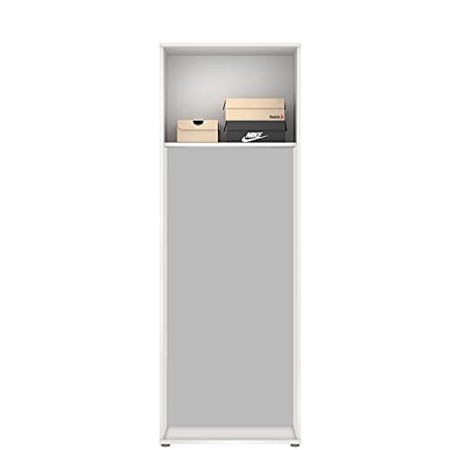 HABITMOBEL Mueble Baño Multiusos, Blanco 190 x 61 x 35 cm y Gancho escobero (estantes adicionales incluidos)