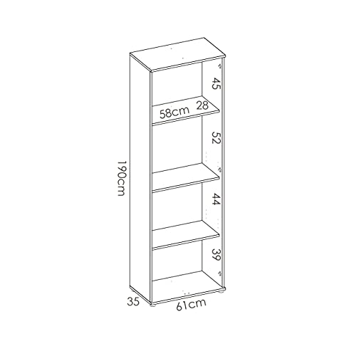 HABITMOBEL Mueble Baño Multiusos, Blanco 190 x 61 x 35 cm y Gancho escobero (estantes adicionales incluidos)