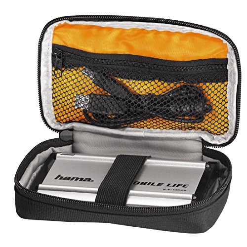 HAMA 084127, Funda Protectora para Disco Duro, HHD /SSD, Hasta 2.5 Pulgadas, Color Negro, PVC, Nylon, Dimensiones 3 x 15 x 9 cm, Interior con Malla de Separación, Sujeción Trasera por Trabilla