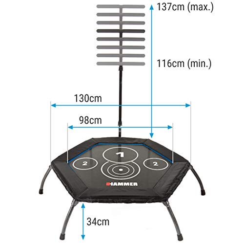 Hammer Cross Jump Trampolín de Fitness, Adultos Unisex, Negro/Azul, 120 x 130 x 140 cm