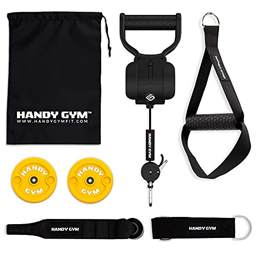 HANDY GYM Go-El Gimnasio en casa más pequeño, Potente y portátil del Mundo - Entrenamiento en casa - hasta 18 Kilos Resistencia en Menos de 1Kg-Equivalente a una Maquina de Gimnasio Multifuncional