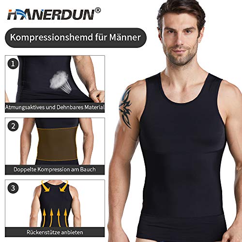 HANERDUN Camisa de Compresión sin Mangas de Los Hombres Body Shaper Chaleco Reductor Adelgazantes Tops de Tanques de Fitness