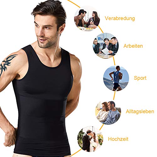 HANERDUN Camisa de Compresión sin Mangas de Los Hombres Body Shaper Chaleco Reductor Adelgazantes Tops de Tanques de Fitness