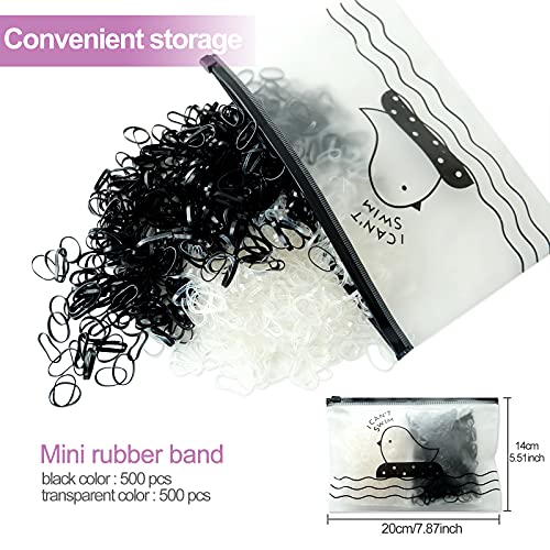 Hanyousheng Gomas de Pelo Elásticos Cintas Bandas de Trenzado, Banda Elástica para El Cabello, Mini Gomas de Pelo Coletero Elástico Banda, 1000 piezas Banda Elástica para El Cabello