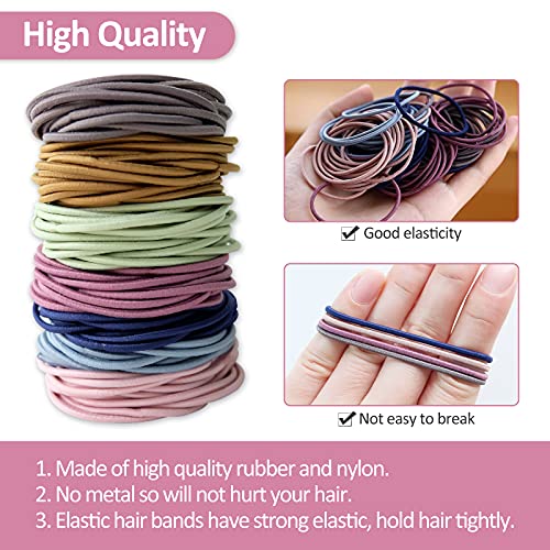 Hanyousheng Gomas de Pelo, Multicolor Elástico Pelo Gomas, 200 Piezas 2 mm Gomas Pelo sin Metal Suave Elástico, Banda para el Cabello Adecuada para Cabello Grueso y Rizado de Mujeres y Niñas