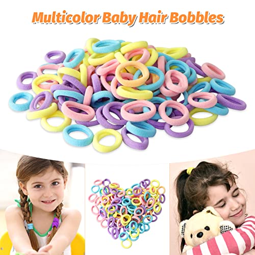 Hanyousheng Gomas del Pelo, Gomas Pelo Niña Pequeñas, 120 Pcs Mini Bandas de Pelo, Gomas Elásticas de Algodón, 5 Colores, Gomas para Bebes Pelo para Peinado Mujeres y Chicas