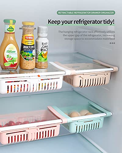 HapiLeap Frigoríficos Organizadores de Cajones - Caja de Almacenamiento del Refrigerador Mantenga el Refrigerador Ordenado Estante Soporte Contenedor de Alimentos Cestas (4 Pack)