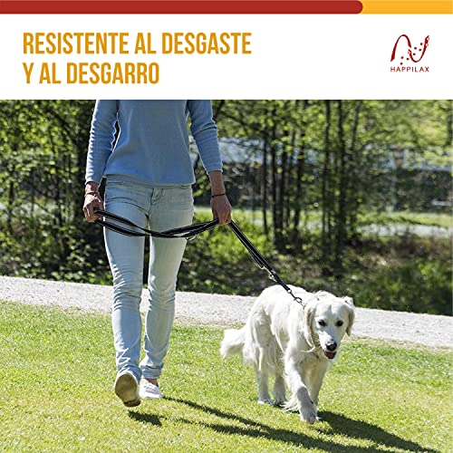 Happilax Correa para Perros Ajustable de 2 m – Negro / Reflectante – Correa Perro Versátil – Correa Doble, Correa Perro Pequeño, Correa de Hombro – Correa para Perros Grandes y Pequeños