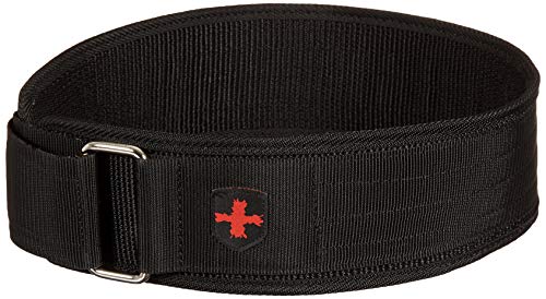 Harbinger 4 Inch Nylon Belt, Hombre, Negro-Negro/Negro, Medium