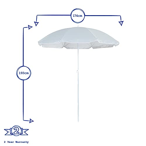 Harbour Housewares Parasol de Playa Metal - Marco de Acero portátil Sombra Sombra Sombra UPF50 + Protección - 1.74 x 1.93m - Gris