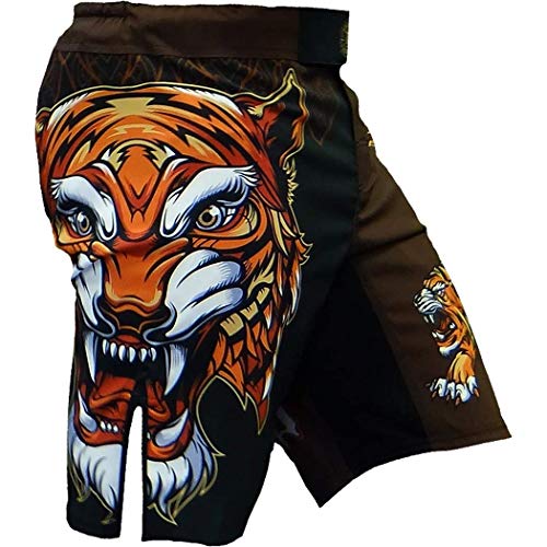 Hardcore Training Tiger Fight Shorts Hombre Pantalones Cortos MMA BJJ Boxeo Grappling Fitness No Gi