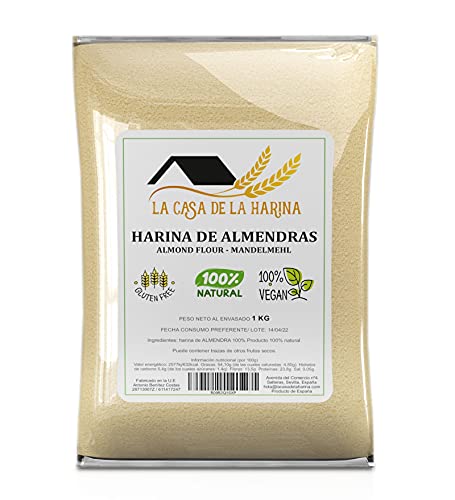 HARINA DE ALMENDRAS (1 KG) | PREMIUM | Sin gluten | Apta para dietas Keto (5,4g x 100g carbohidratos) | Apto Vegano | 100% natural | LA CASA DE LA HARINA | Producto de España…