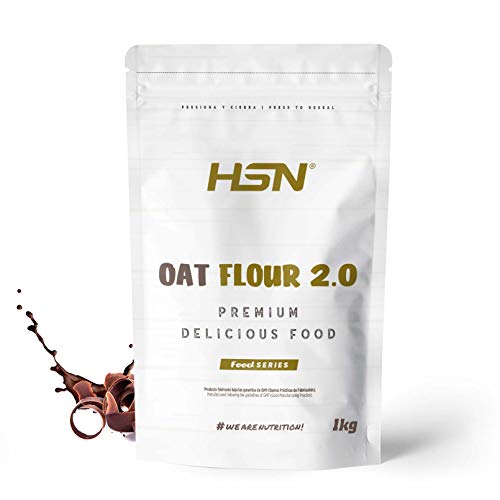 Harina de Avena de Sabores de HSN | Chocolate 1Kg = 20 Tomas | Instant Oatmeal | Ideal para Batidos, Tortitas de Avena y Claras | Sin Azúcares añadidos