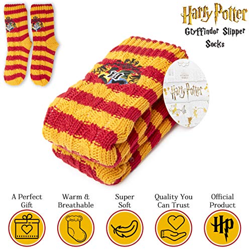 Harry Potter Calcetines Antideslizantes Mujer Con Forro Polar, Zapatillas de Casa Punto Invierno, Calcetín Mujer Grueso Lana, Accesorios Harry Potter Regalos Para Niños Niñas Mujeres Hombres