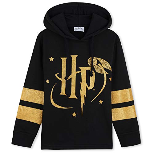 HARRY POTTER Sudadera Niña, Ropa para Niña de Algodon 100%, Sudadera Negra con Capucha, Regalos Niñas y Adolescentes Edad 5-14 Años (Negra, 11-12 años)