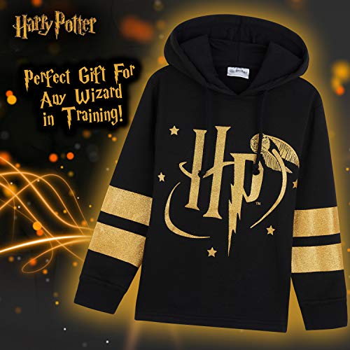 HARRY POTTER Sudadera Niña, Ropa para Niña de Algodon 100%, Sudadera Negra con Capucha, Regalos Niñas y Adolescentes Edad 5-14 Años (Negra, 13-14 años)