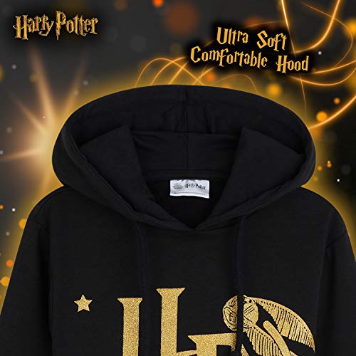 HARRY POTTER Sudadera Niña, Ropa para Niña de Algodon 100%, Sudadera Negra con Capucha, Regalos Niñas y Adolescentes Edad 5-14 Años (Negra, 13-14 años)