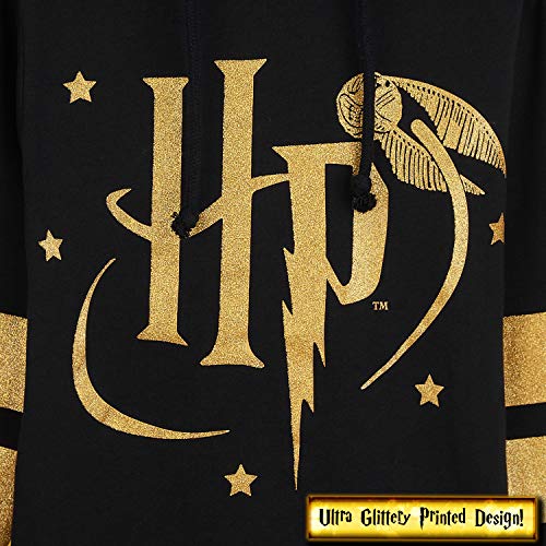 HARRY POTTER Sudadera Niña, Ropa para Niña de Algodon 100%, Sudadera Negra con Capucha, Regalos Niñas y Adolescentes Edad 5-14 Años (Negra, 9-10 años)