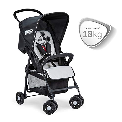 Hauck Sport Silla de paseo ultra ligera de 5,9kg, sistema de arnés de 5 puntos, respaldo reclinable, plegable, para bebes de 6 meses a 15kg, negro