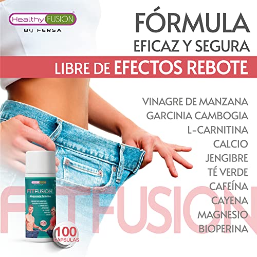 HealthyFusion by Fersa Potente Quemagrasas, Termogénico y Adelgazante, Saciante y reductor del Apetito, Fórmula Completa y Efectiva, Activa tu Cuerpo en Cetosis, Define el contorno, 100 Caps.