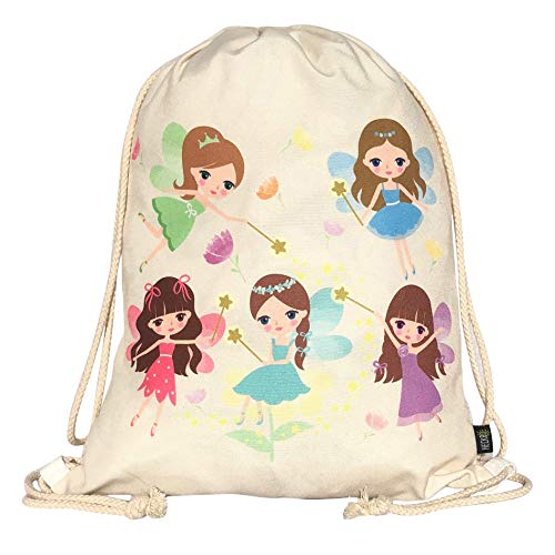 HECKBO Mochila niñas con dibujo de hada - impresa (por ambas caras) con dibujos de hadas mágicas - 40x32 cm se puede lavar a máquina - apta para hacer deporte, para el colegio, el tiempo libre