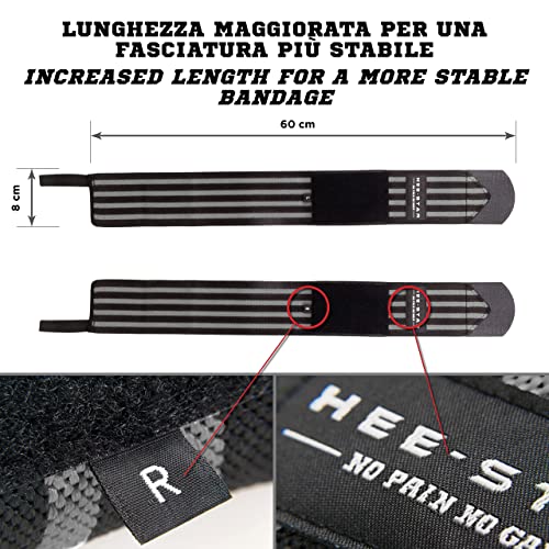 Hee-Star Muñequeras Gym - Muñequeras Deportivas para Levantamiento Peso - Crossfit - Calisthenia - Powerlifting - Musculacion - Wrist Wraps - Muñequeras Gimnasio para Hombres y Mujeres (Gris)