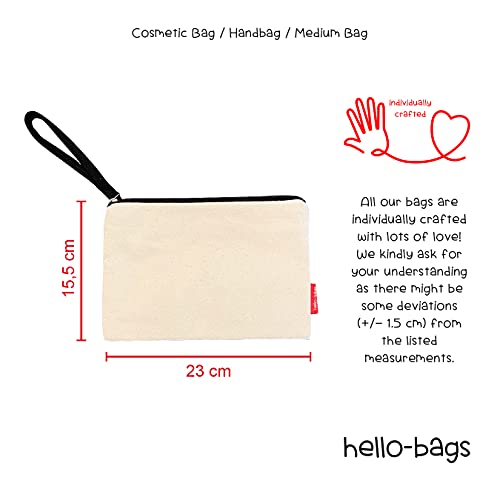 Hello-Bags. Bolso Neceser/Cartera de Mano. Algodón 100%. Modelo LACURVA. Blanco. con Cremallera y Forro Interior. 23 * 15,5 cm. Incluye Bonito sobre Kraft de Regalo.