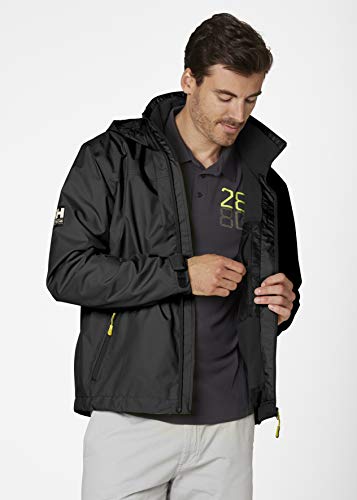 Helly Hansen Crew Hooded Midlayer - Chaqueta Impermeable, Cortavientos y Transpirable, con Forro Polar y Capucha Integrados, Hombre, Negro (990 Black), L