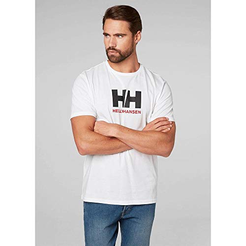 Helly Hansen T-Shirt Camiseta de Manga Corta Hecha de algodón, con Logo HH en el Pecho, Hombre, Blanco, 2XL