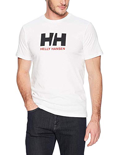 Helly Hansen T-Shirt Camiseta de Manga Corta Hecha de algodón, con Logo HH en el Pecho, Hombre, Blanco, 2XL