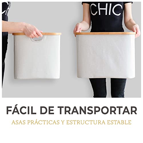 HENNEZ Cesto ropa plegable beige 40 l para la estantería ikea kallax - Cajas almacenaje plegables - Cestas organizadoras almacenaje - Cesta ropa limpia plegable - Cesto de tela Cesta colada plegable