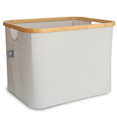 HENNEZ Cesto ropa plegable beige 40 l para la estantería ikea kallax - Cajas almacenaje plegables - Cestas organizadoras almacenaje - Cesta ropa limpia plegable - Cesto de tela Cesta colada plegable