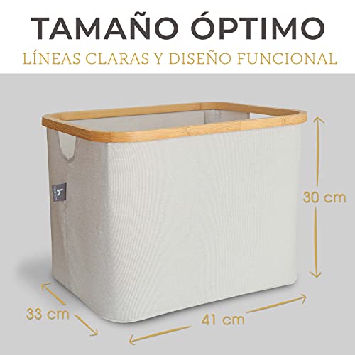 HENNEZ Cesto ropa plegable beige 40 l para la estantería ikea kallax - Cajas almacenaje plegables - Cestas organizadoras almacenaje - Cesta ropa limpia plegable - Cesto de tela Cesta colada plegable