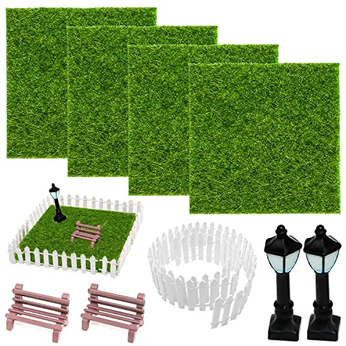 Hierba Artificial Mini Hierba 9pcs Césped Artificial Decoración Miniatura Hierba Jardín para Adornos en Miniatura, jardín, casa de muñecas, césped para Manualidades