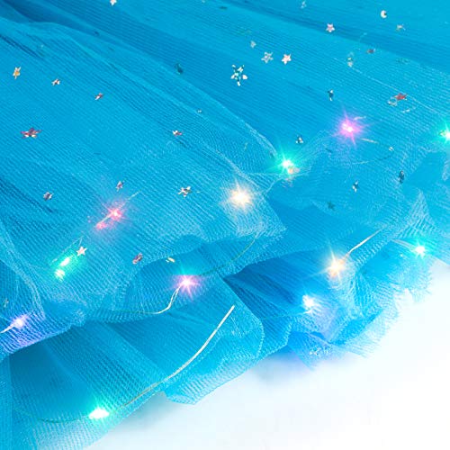 Hifot Falda Tutú para Niñas con Luz LED, Vestido Lentejuelas Tutu Ballet niña, Vestido Corto de Baile Colorido Princesa para Fiestas de Navidad