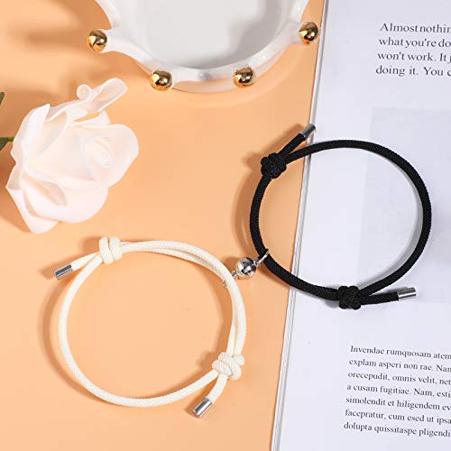 Hifot Pulseras para Parejas Conjunto de Pulsera Magnética de Pulsera Pareja con Colgantes Trenzados de Cuerda de Juego de Joyas de Regalo para Parejas para Mujeres y Hombres