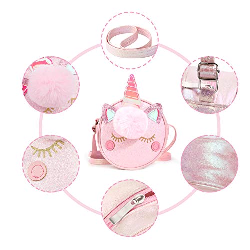 Hifot Unicornio Niña Bolso Monedero Joyas Accesorios Princesa Collar Pulsera Pendientes Anillos Pinzas de Cabello,Bandolera Favores del Partido del Traje Regalo para Vestir Juego de imaginación