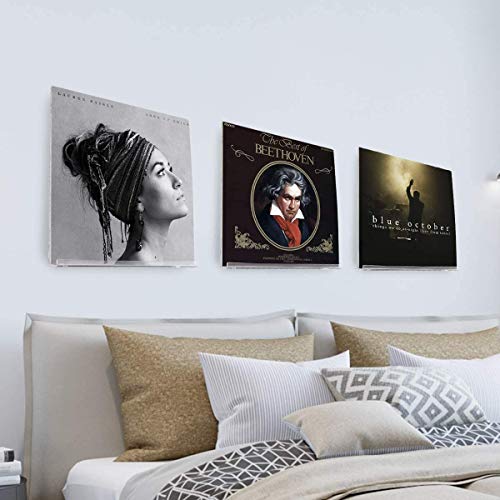 HIIMIEI Soporte de pared para 6 discos de vinilo y fotos, 31,6 x 13,2 x 5,6 cm, estantes flotantes de acrílico con 13 tornillos de pared, transparente