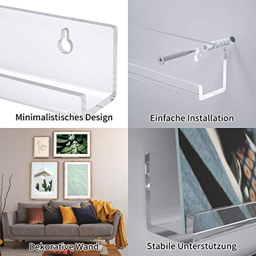 HIIMIEI Soporte de pared para 6 discos de vinilo y fotos, 31,6 x 13,2 x 5,6 cm, estantes flotantes de acrílico con 13 tornillos de pared, transparente