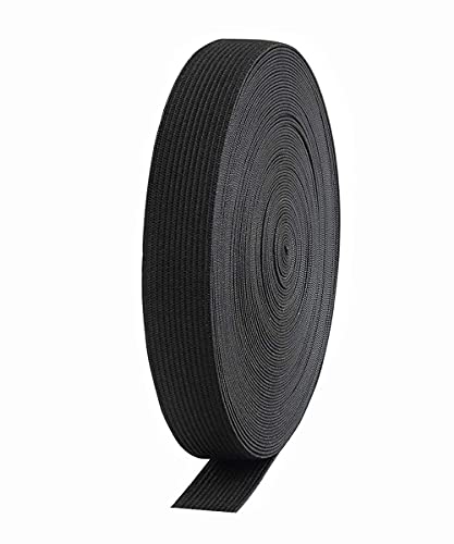 HIMRY Cinta de goma plana, Poliéster, Negro, 40m x 25mm (KX_TKB5006-Black)