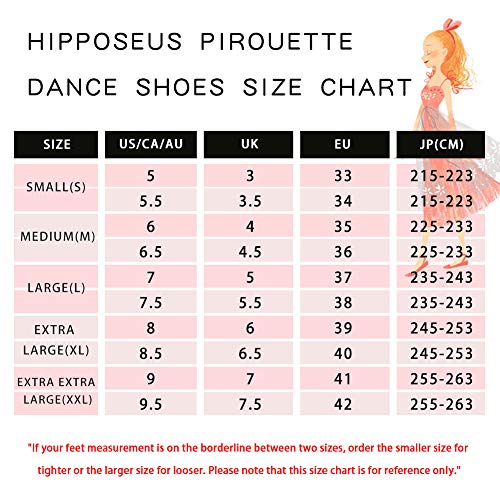 HIPPOSEUS Zapatos de Media Suela lírica de Danza contemporánea para niñas/Mujeres Zapatos de piruetas de torneado de Ballet de Jazz, Lona, S