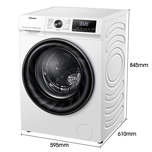 Hisense WDQY901428VJM - Lavadora Secadora 2 en 1 con Vapor, Carga Frontal 9 Kg Lavado, 6 Kg de Secado, 1400 rpm, Motor Eficiente Inverter, Sistema Antibalanceo, Puerta XL, Gran Display LED