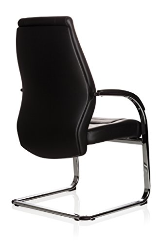 hjh OFFICE 600986 Silla de confidente VITORO V piel sintética Negro, Silla Cantiléver brazos, Respaldo ergonómico