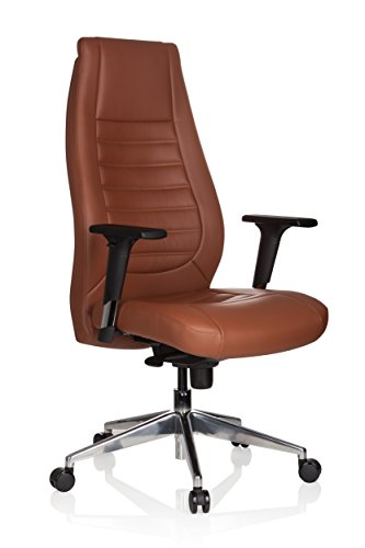 hjh OFFICE 600989 Silla de Escritorio VITORO Piel sintética Marrón, Silla oficina, respaldo alto, ergonómico