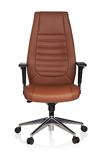 hjh OFFICE 600989 Silla de Escritorio VITORO Piel sintética Marrón, Silla oficina, respaldo alto, ergonómico