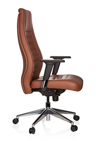 hjh OFFICE 600989 Silla de Escritorio VITORO Piel sintética Marrón, Silla oficina, respaldo alto, ergonómico