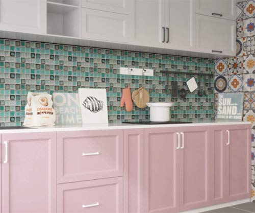 Hode Mosaico Pape Adhesivo para Cocina Azulejo Baño Pegatinas de Baldosas Sticker Vinilos Decorativos Verde 40X200cm