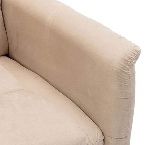 Hogotin Sillón Reclinable Cuero Crema,Sillón Relax con Reclinación Automáticamente, Silla para TV,Sistema de Apertura Push, Compacto, Butaca Salón Reclinable