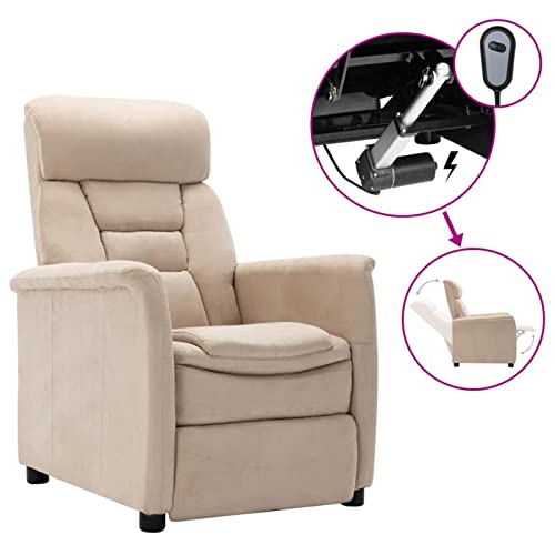 Hogotin Sillón Reclinable Cuero Crema,Sillón Relax con Reclinación Automáticamente, Silla para TV,Sistema de Apertura Push, Compacto, Butaca Salón Reclinable