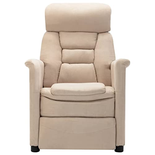 Hogotin Sillón Reclinable Cuero Crema,Sillón Relax con Reclinación Automáticamente, Silla para TV,Sistema de Apertura Push, Compacto, Butaca Salón Reclinable